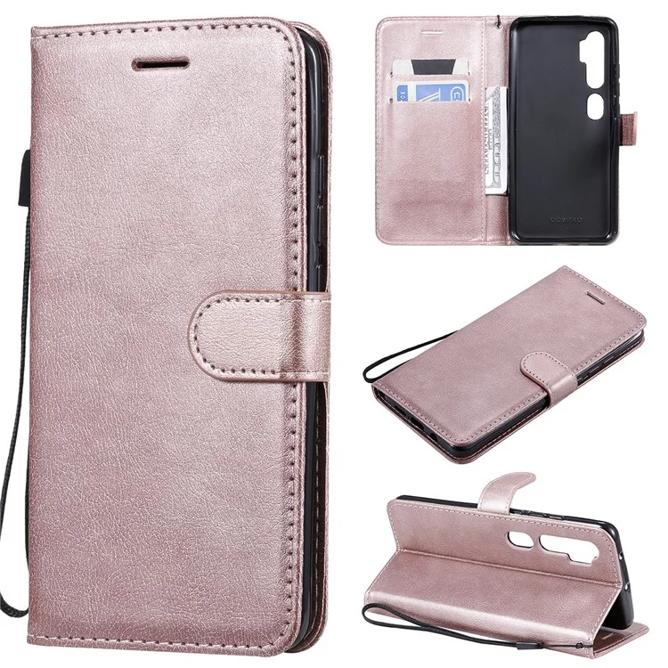 Estuche de Cuero de la Serie KT-2 de Color Sólido Estilo para Xiaomi Mi CC9 Pro/Mi Note 10/Mi Note 10 Pro - Oro Rosa