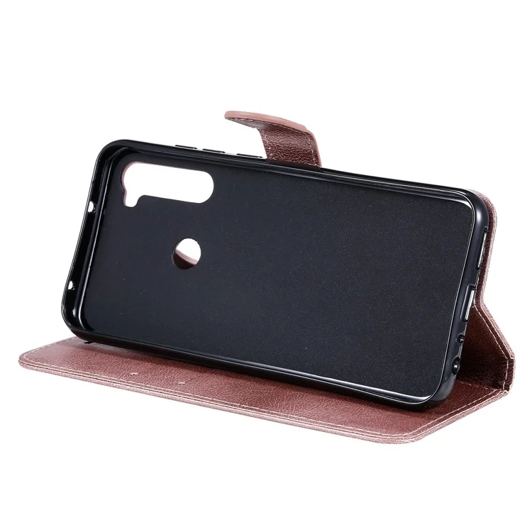 For Xiaomi Redmi Note 8T Case Solid Color Leather Mobile Cover Wallet Stand with Strap - Rose Gold