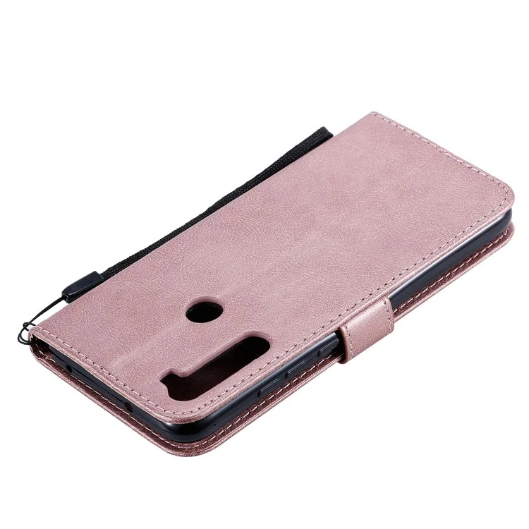 For Xiaomi Redmi Note 8T Case Solid Color Leather Mobile Cover Wallet Stand with Strap - Rose Gold