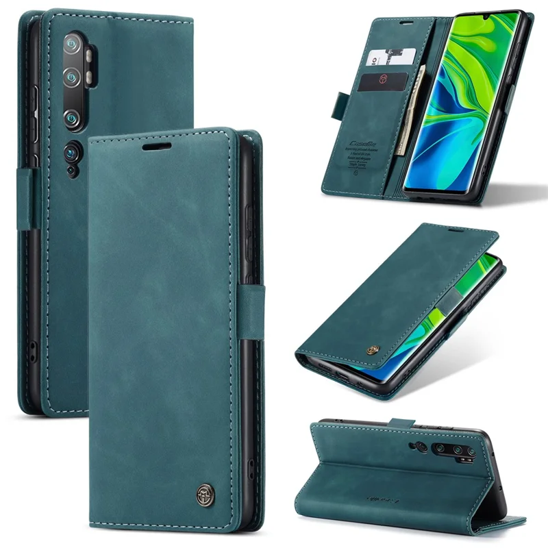CASEME 013 Series Auto-absorbed Leather Wallet Case for Xiaomi Mi CC9 Pro/Mi Note 10 Pro/Mi Note 10 - Green