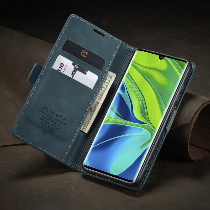 CASEME 013 Series Auto-absorbed Leather Wallet Case for Xiaomi Mi CC9 Pro/Mi Note 10 Pro/Mi Note 10 - Green