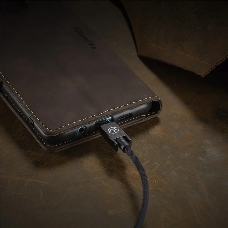 CASEME 013 Series Auto-absorbed Leather Wallet Case for Xiaomi Mi CC9 Pro/Mi Note 10 Pro/Mi Note 10 - Dark Brown