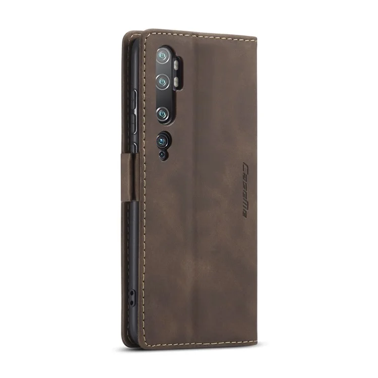 CASEME 013 Serio Auto-absorvido Caixa de Carteira de Couro Para Xiaomi Mi CC9 Pro/Mi Nota 10 Pro/Mi Nota 10 - Marrom Escuro