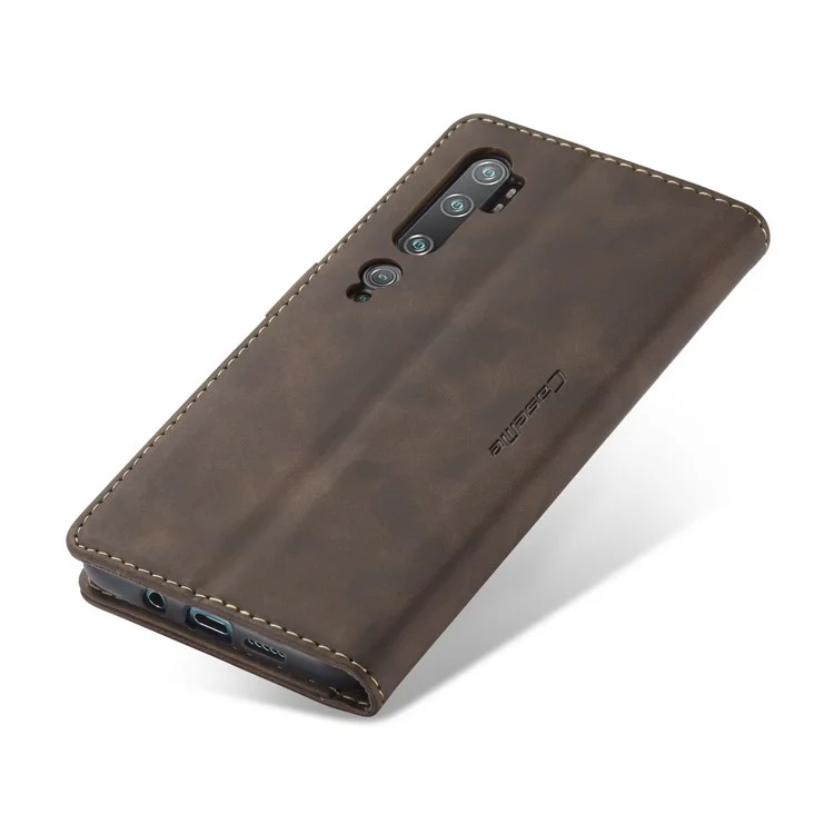 CASEME 013 Serio Auto-absorvido Caixa de Carteira de Couro Para Xiaomi Mi CC9 Pro/Mi Nota 10 Pro/Mi Nota 10 - Marrom Escuro