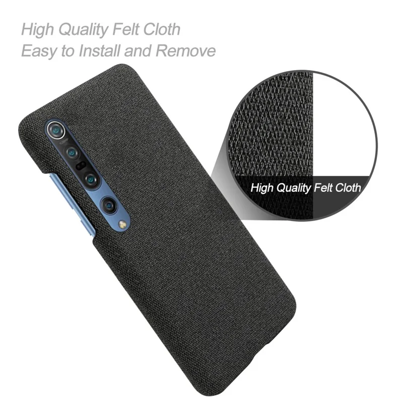 KSQ Cloth Coated Plastic Hard Phone Shell for Xiaomi Mi 10/Mi 10 Pro - Black
