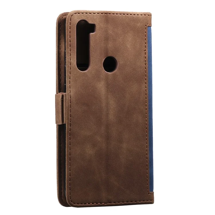 Кошелек со стойкой для стиля сращивания Кожаный чехол для Xiaomi Redmi Note 8 - синий