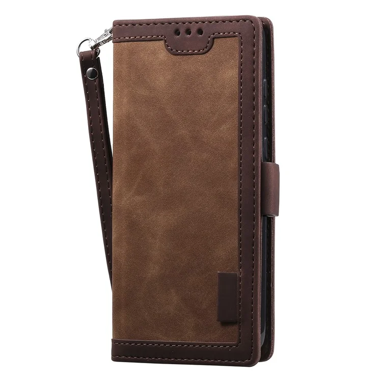 Couverture de Téléphone en Cuir de Style Épissage Vintage Pour Xiaomi Redmi Note 8 Pro - Brun