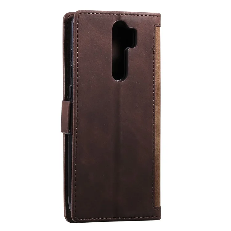 Vintage Splicing Style Wallet Stand Leather Phone Cover for Xiaomi Redmi Note 8 Pro - Brown