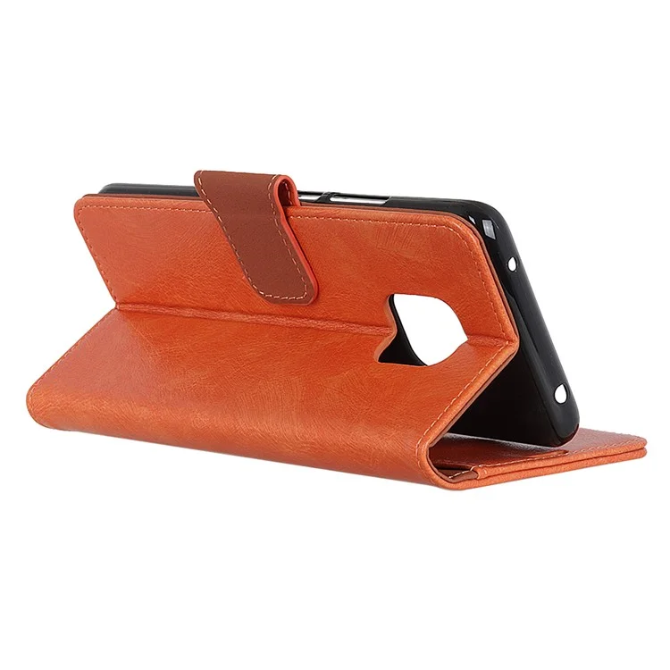 Caso de Couro Dividido Nappa para Xiaomi Poco M2 Pro/Redmi Note 9 Pro/Note 9 Pro Max/Note 9S - Laranja