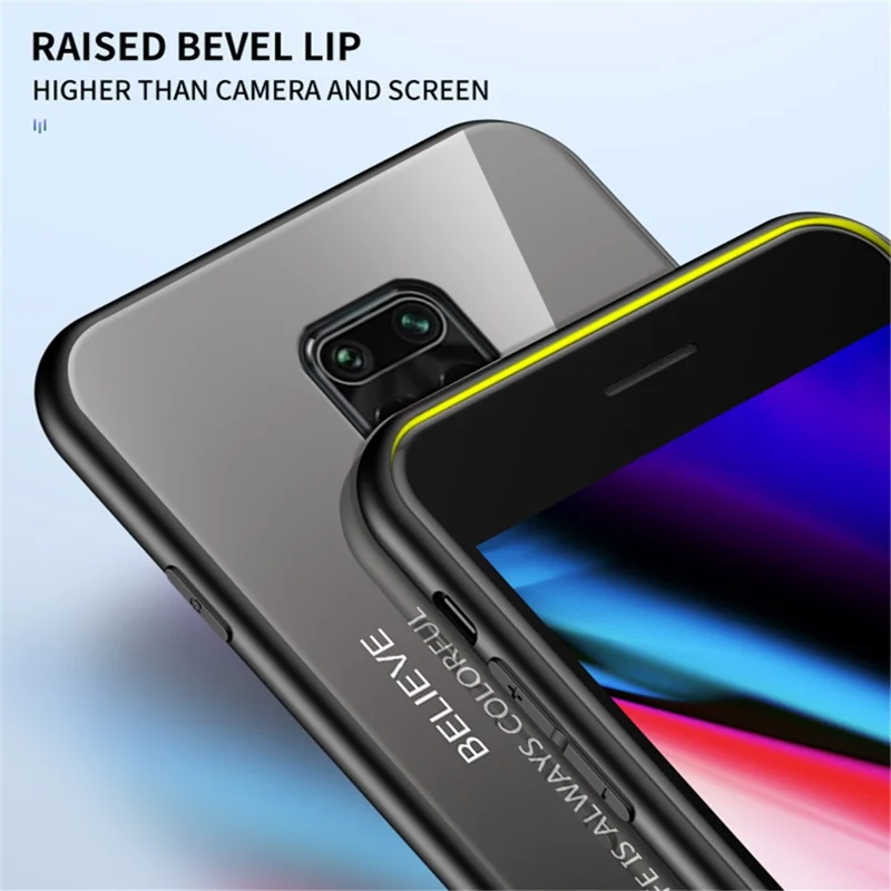 Gradient Color Tempered Glass + PC + TPU Combo Phone Cover for Xiaomi Redmi Note 9S - Grey