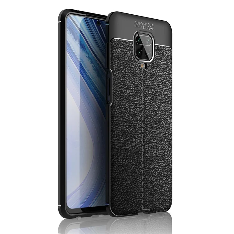 Litchi Textur Soft TPU Protektorabdeckung Für Xiaomi Redmi Note 9 Pro Max/9 Pro/9s - Schwarz