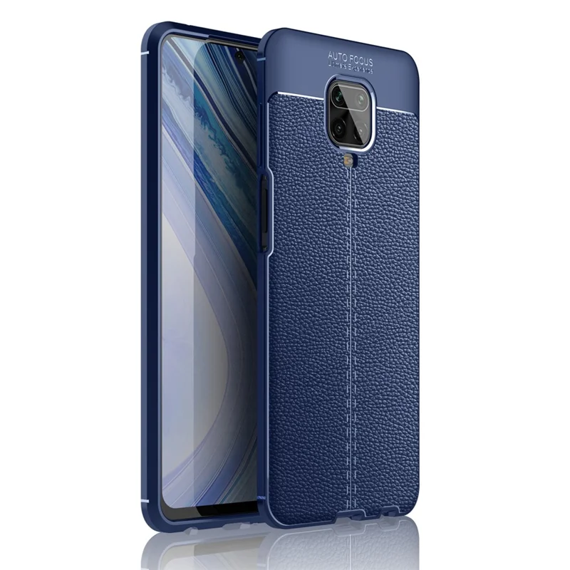 Litchi Texture Soft TPU Protector Cover for Xiaomi Redmi Note 9 Pro Max/9 Pro/9S - Blue
