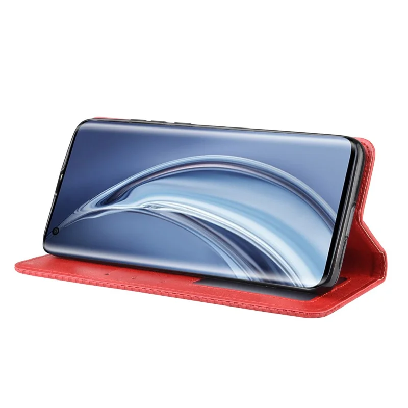 Auto-absorbed Retro Leather Wallet Case Shell for Xiaomi Mi 10 5G/Mi 10 Pro 5G - Red