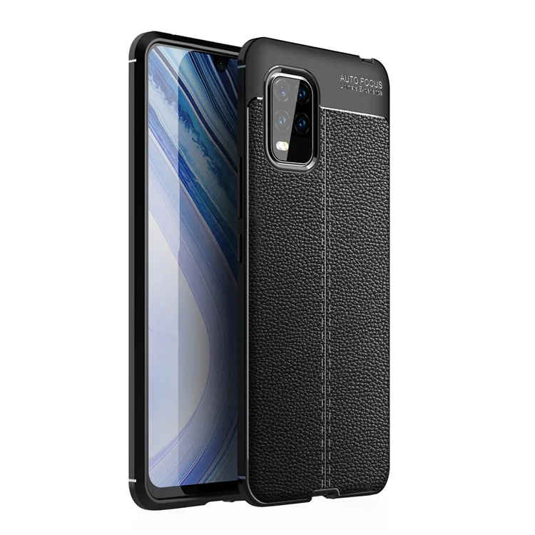 Texture Litchi Tpu Back Custodia Per Xiaomi Mi 10 Lite 5g - Nero