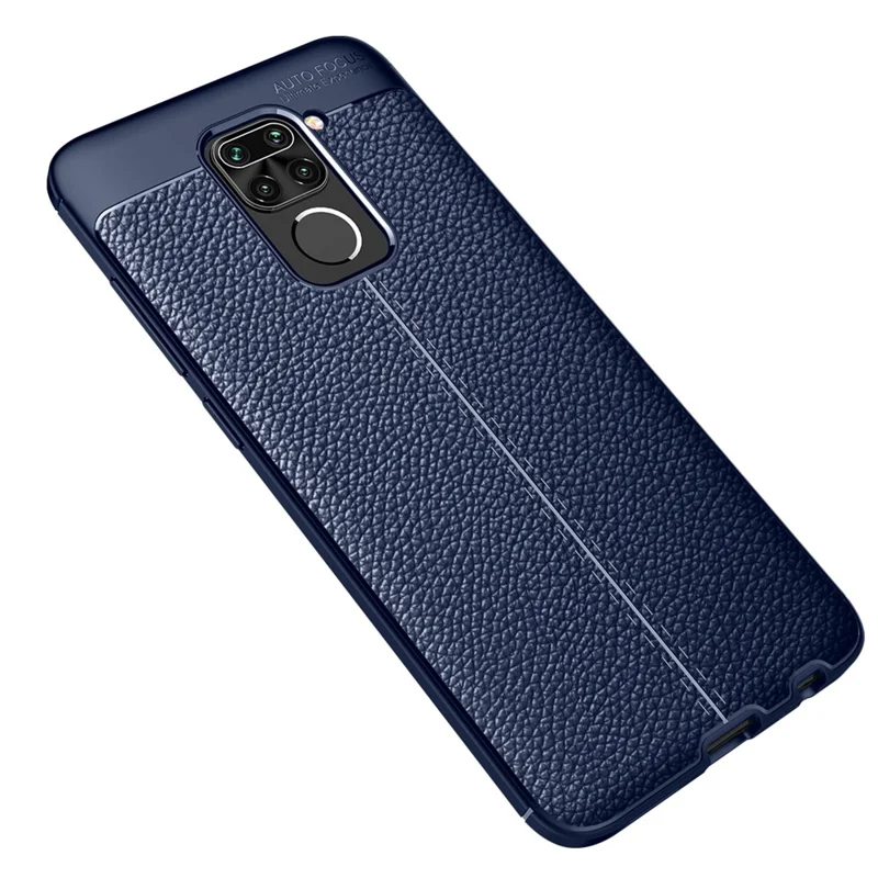 Litchi Texture TPU Shell Cover for Xiaomi Redmi Note 9 (MTK Helio G85) - Dark Blue