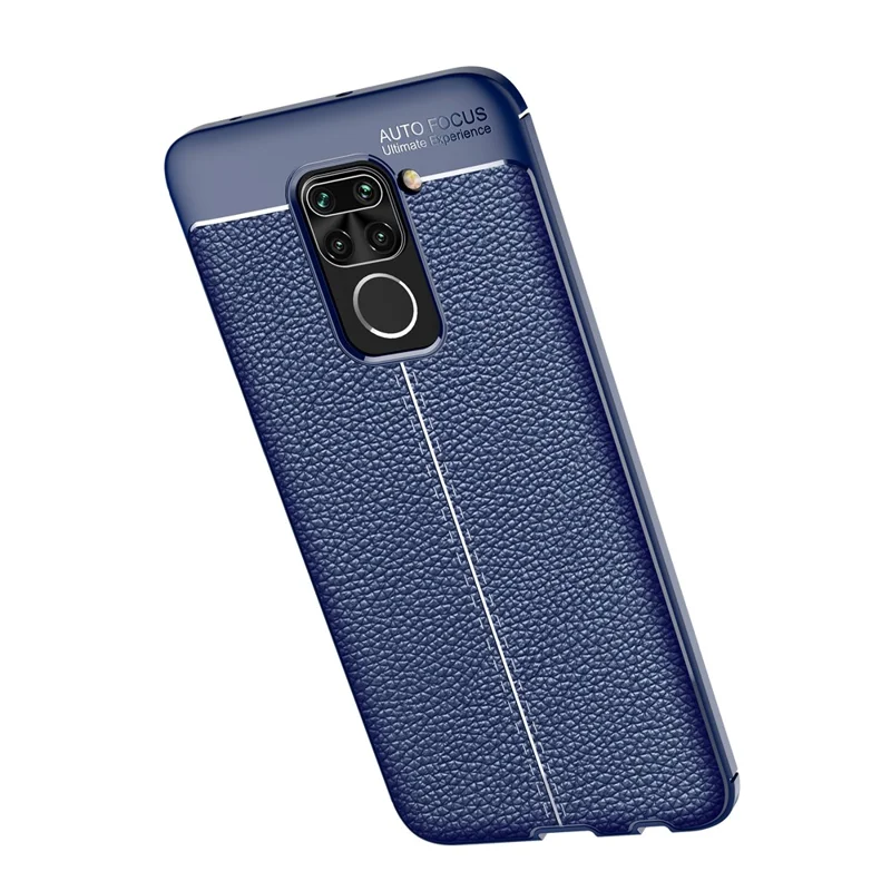Litchi Texture TPU Shell Cover for Xiaomi Redmi Note 9 (MTK Helio G85) - Dark Blue