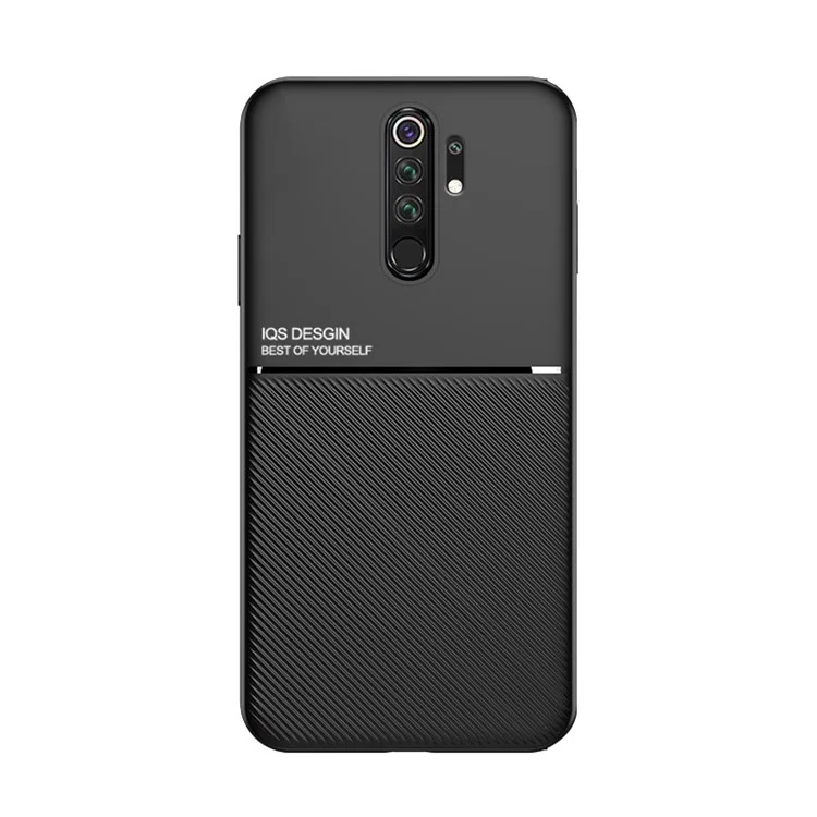 Custodia per telefono stile aziendale minimalista in pelle rivestita in TPU per Xiaomi Redmi Note 8 Pro - Nero