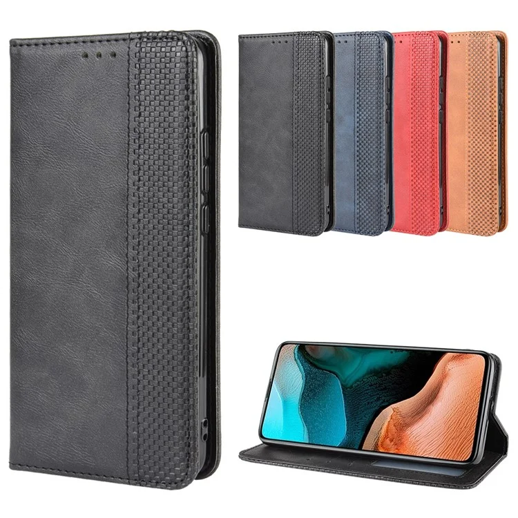 Custodia in pelle stile retrò auto-assorbente per Xiaomi Redmi K30 Pro/Xiaomi Poco F2 Pro - Nero