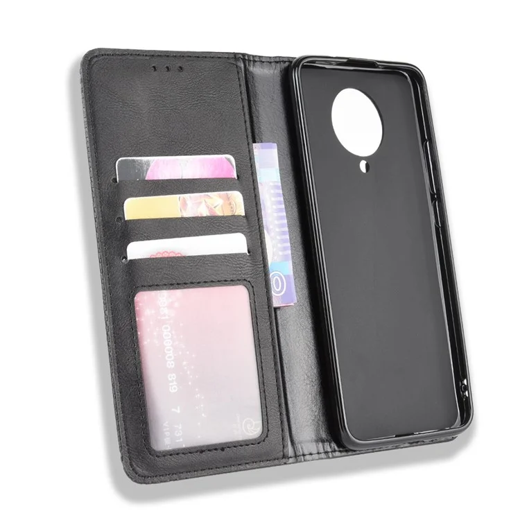 Custodia in pelle stile retrò auto-assorbente per Xiaomi Redmi K30 Pro/Xiaomi Poco F2 Pro - Nero