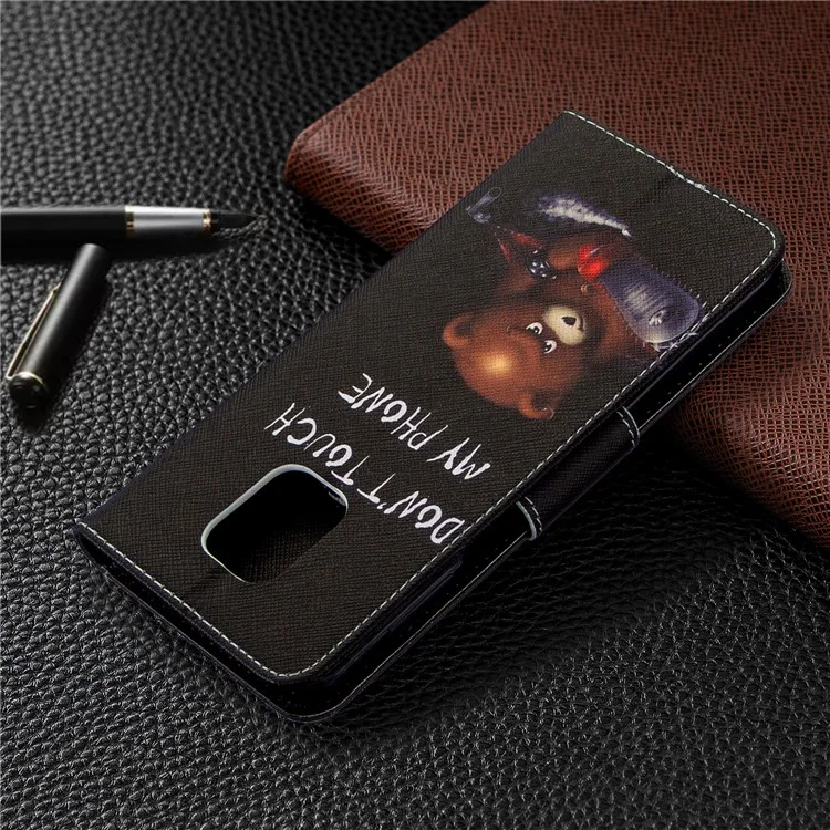 Pattern Printing Leather Wallet Protective Case for Xiaomi Redmi Note 9 Pro Max/Note 9 Pro/Note 9S - Fierce Bear