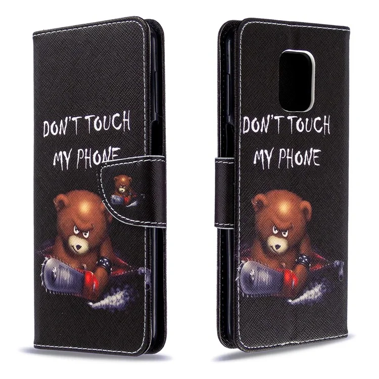 Pattern Printing Leather Wallet Protective Case for Xiaomi Redmi Note 9 Pro Max/Note 9 Pro/Note 9S - Fierce Bear