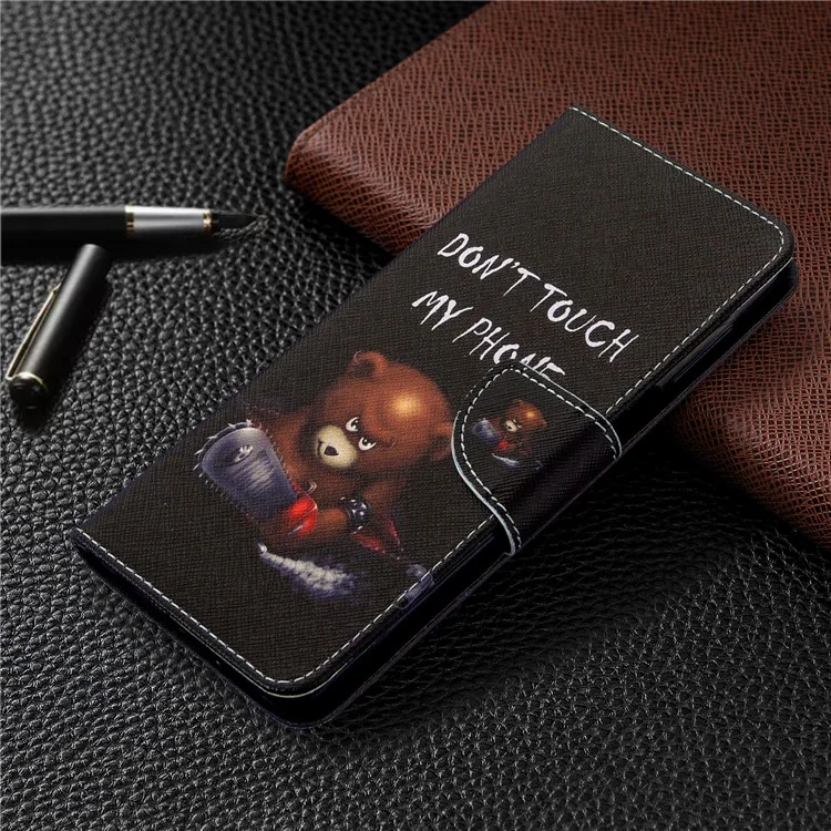 Pattern Printing Leather Wallet Protective Case for Xiaomi Redmi Note 9 Pro Max/Note 9 Pro/Note 9S - Fierce Bear