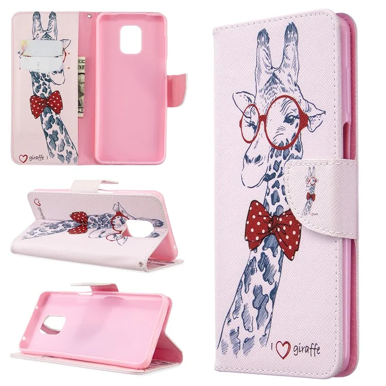 Muster Drucken Leder Brieftasche Schutzhülle für Xiaomi Redmi Note 9 Pro Max/Note 9 Pro/Note 9S - Giraffe