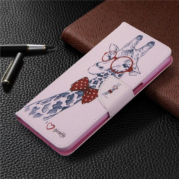 Muster Drucken Leder Brieftasche Schutzhülle für Xiaomi Redmi Note 9 Pro Max/Note 9 Pro/Note 9S - Giraffe
