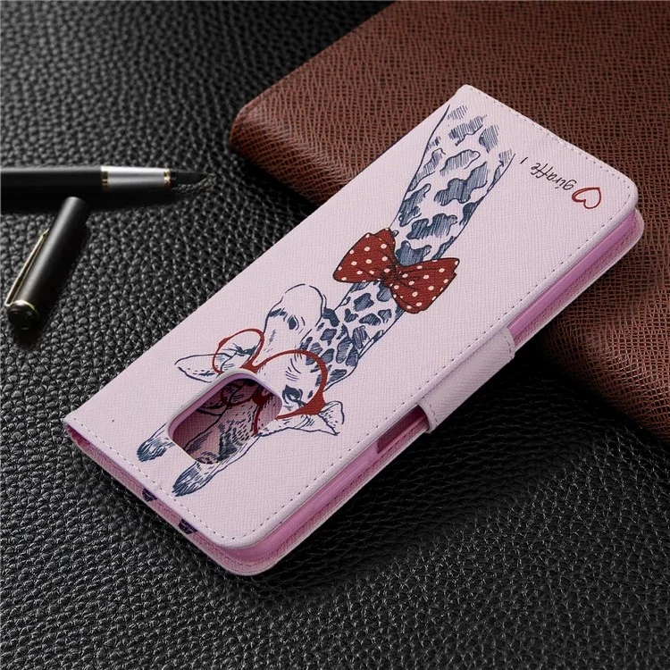 Muster Drucken Leder Brieftasche Schutzhülle für Xiaomi Redmi Note 9 Pro Max/Note 9 Pro/Note 9S - Giraffe