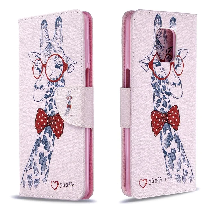 Muster Drucken Leder Brieftasche Schutzhülle für Xiaomi Redmi Note 9 Pro Max/Note 9 Pro/Note 9S - Giraffe