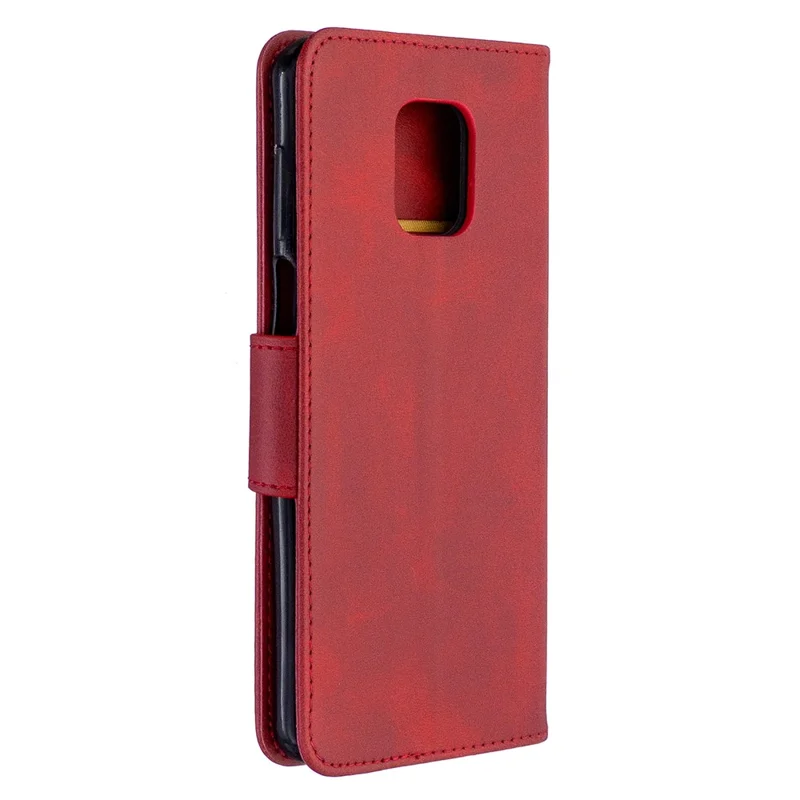 Wallet Stand Leather Phone Shell with Strap for Xiaomi Redmi Note 9 Pro Max/Note 9 Pro/Note 9S - Red