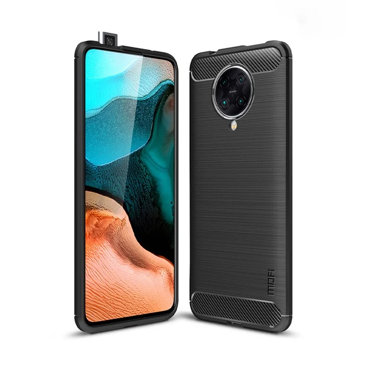 MOFI Carbon Fiber Skin Brushed TPU Case for Xiaomi Redmi K30 Pro/Xiaomi Poco F2 Pro/Redmi K30 Pro Zoom - Black