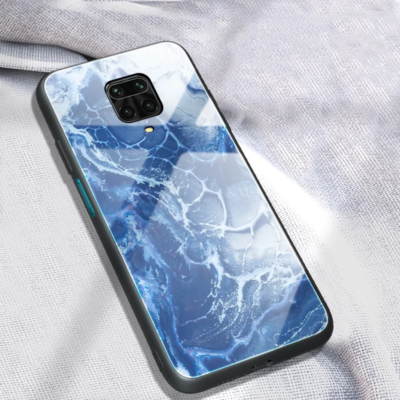 Marble Texture Tempered Glass Back + TPU Combo Phone Cover for Xiaomi Redmi Note 9S/Note 9 Pro Max - Style D