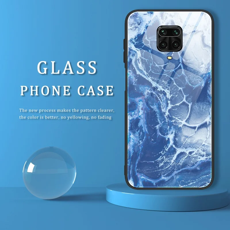 Marble Texture Tempered Glass Back + TPU Combo Phone Cover for Xiaomi Redmi Note 9S/Note 9 Pro Max - Style D