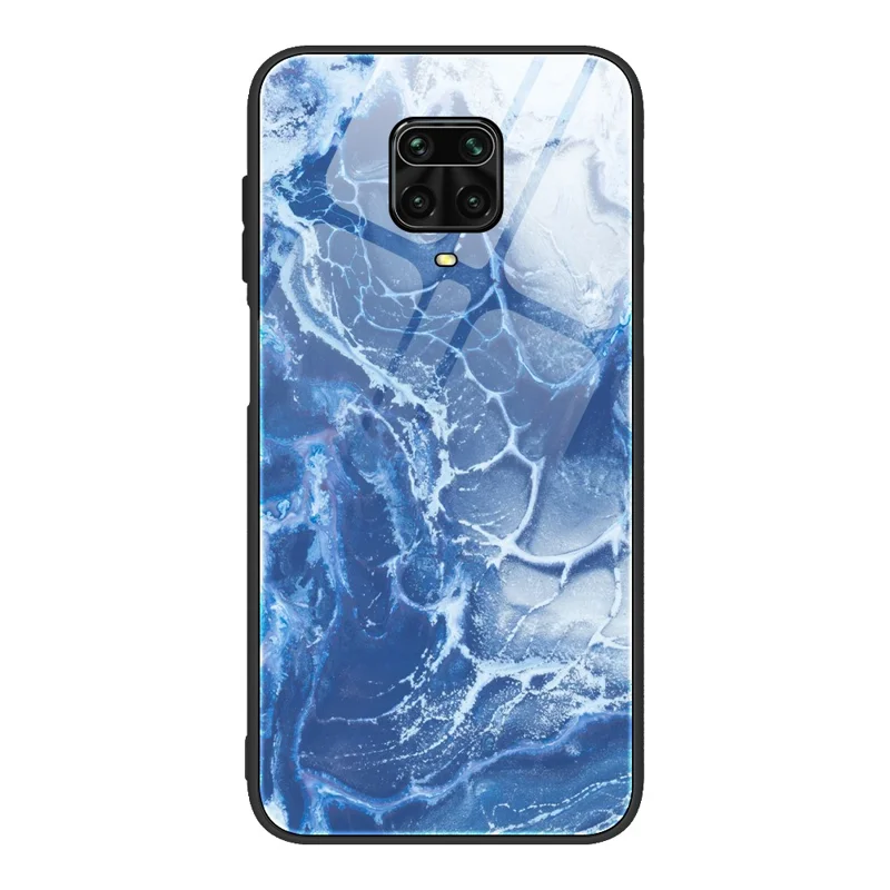 Marble Texture Tempered Glass Back + TPU Combo Phone Cover for Xiaomi Redmi Note 9S/Note 9 Pro Max - Style D
