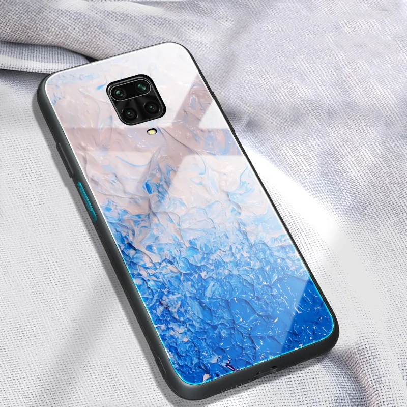 Marble Texture Tempered Glass Back + TPU Combo Phone Cover for Xiaomi Redmi Note 9S/Note 9 Pro Max - Style G
