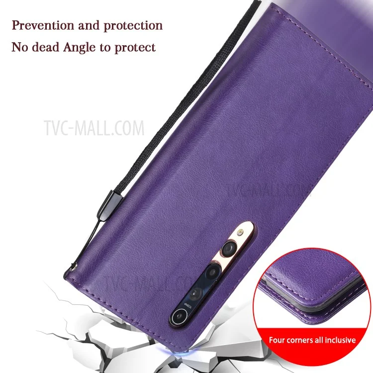 KT Leather Series-2 Leather Stand Case with Card Slots for Xiaomi Mi 10/Mi 10 Pro - Purple