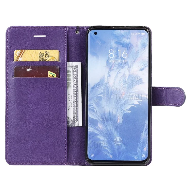 KT Leather Series-2 Leather Stand Case with Card Slots for Xiaomi Mi 10/Mi 10 Pro - Purple