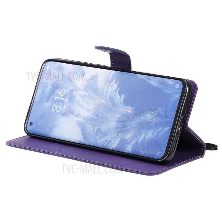 KT Leather Series-2 Leather Stand Case with Card Slots for Xiaomi Mi 10/Mi 10 Pro - Purple