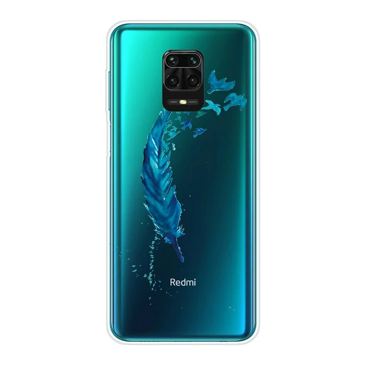 Печать Шаблона IMD ​​tpu Clear Chepplephe Cheal Для Xiaomi Poco M2 Pro/redmi Примечание 9 Pro Max/Note 9 Pro/Note 9s - Пух Перо