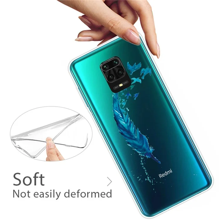 Pattern Printing IMD TPU Clear Phone Cover for Xiaomi Poco M2 Pro/Redmi Note 9 Pro Max/Note 9 Pro/Note 9S - Feather