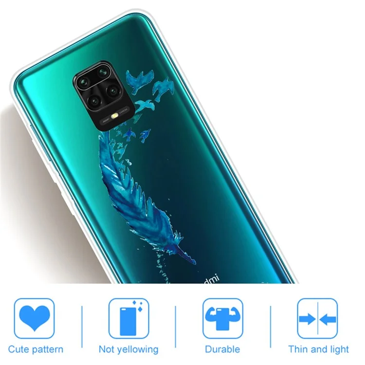 Pattern Printing IMD TPU Clear Phone Cover for Xiaomi Poco M2 Pro/Redmi Note 9 Pro Max/Note 9 Pro/Note 9S - Feather