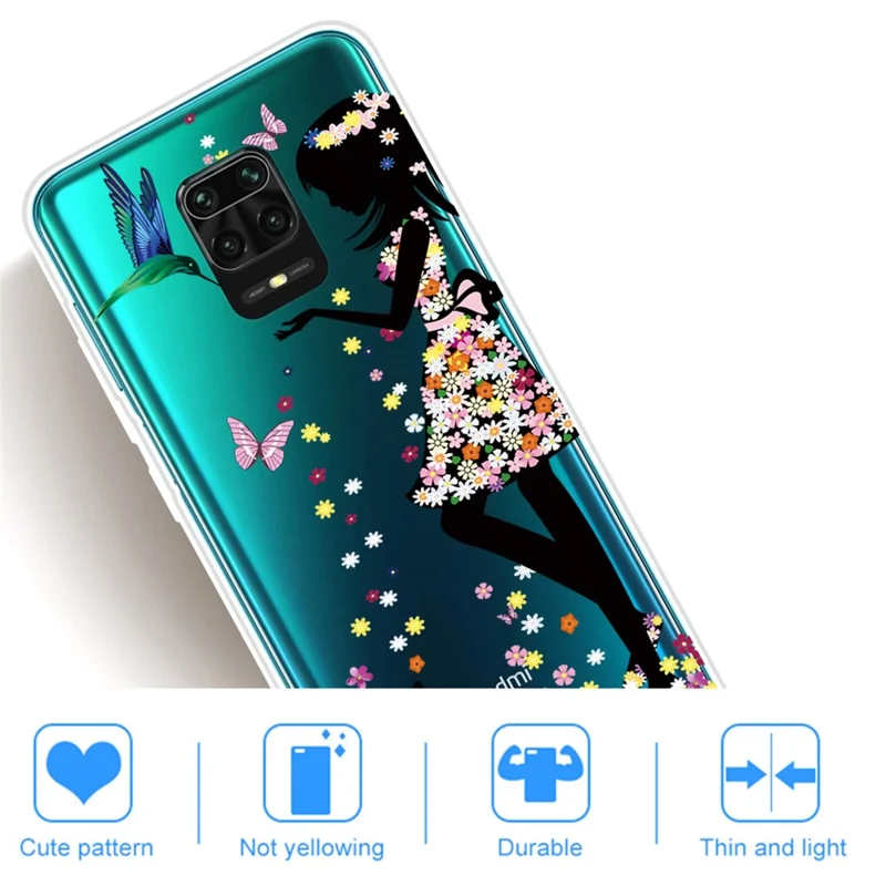 Pattern Printing IMD TPU Clear Phone Cover for Xiaomi Poco M2 Pro/Redmi Note 9 Pro Max/Note 9 Pro/Note 9S - Flowered Beauty