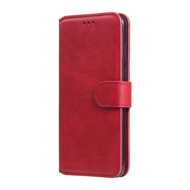 Classics pu Leather Téléphone Boîte de Portefeuille Couverture Magnétique Pour Xiaomi Redmi Note 9s / 9 Pro Max / 9 Pro - Rouge