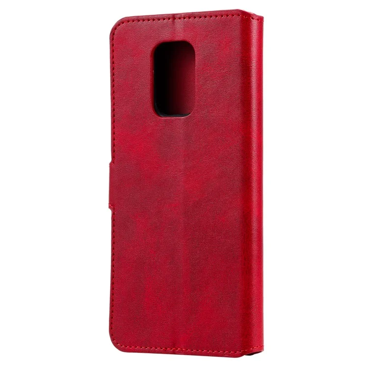 Classics pu Leather Téléphone Boîte de Portefeuille Couverture Magnétique Pour Xiaomi Redmi Note 9s / 9 Pro Max / 9 Pro - Rouge