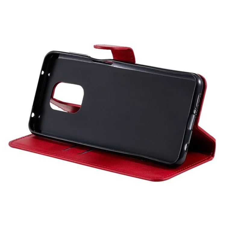 Classics pu Leather Téléphone Boîte de Portefeuille Couverture Magnétique Pour Xiaomi Redmi Note 9s / 9 Pro Max / 9 Pro - Rouge