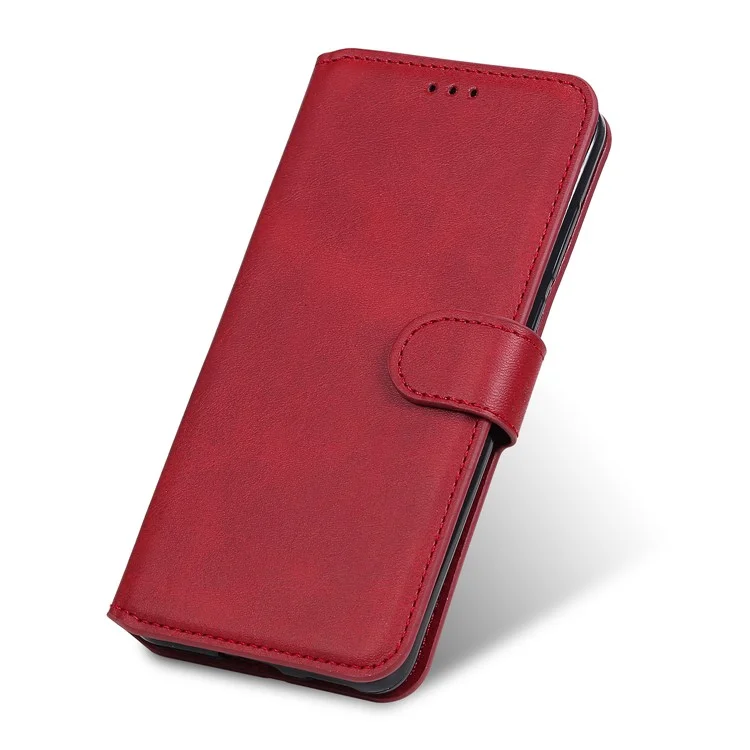 Classics pu Leather Téléphone Boîte de Portefeuille Couverture Magnétique Pour Xiaomi Redmi Note 9s / 9 Pro Max / 9 Pro - Rouge