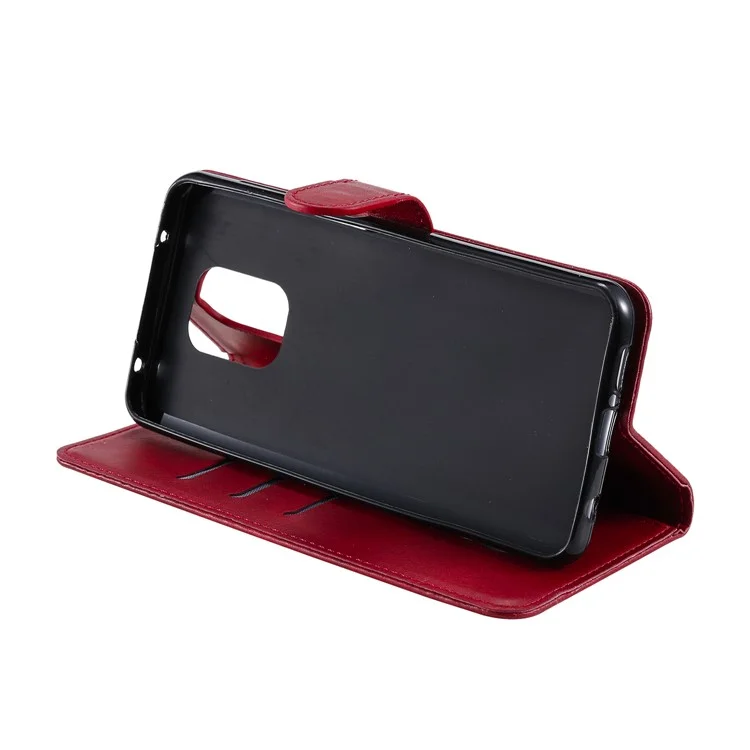 Fashion Zipper Pocket PU PU Caterlet Case Tape Pole Para Xiaomi Redmi Nota 9S/9 Pro Max/9 Pro - Vermelho