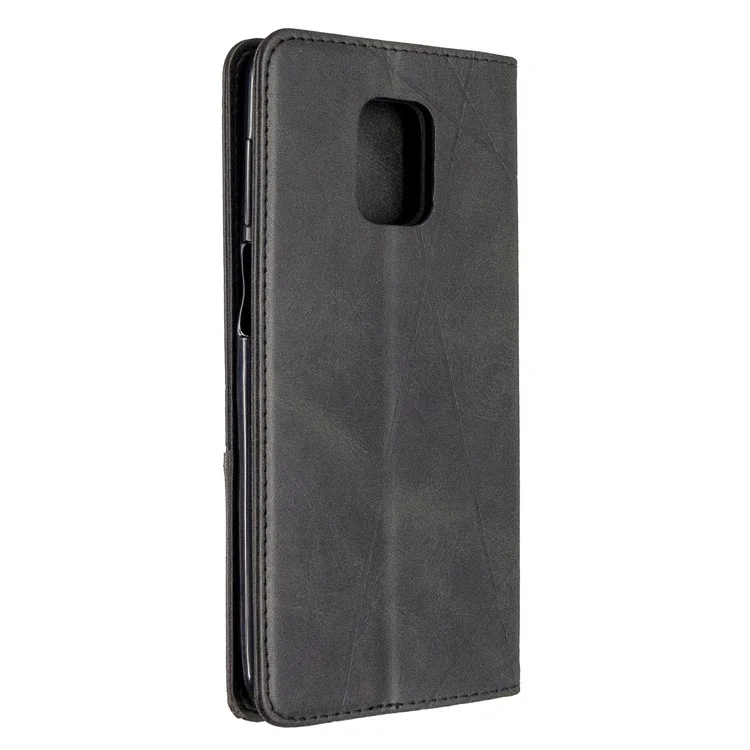 Horaire Géométrique Case de Coque en Cuir Absorbée Automatique Pour Xiaomi Redmi Note 9 Pro / Remarque 9 Pro Max / Note 9S - Noir