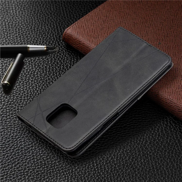 Geometrisches Muster Automatisch Absorbiertes Lederschalenkoffer Für Xiaomi Redmi Note 9 Pro / Anmerkung 9 Pro Max / Anmerkung 9s - Schwarz